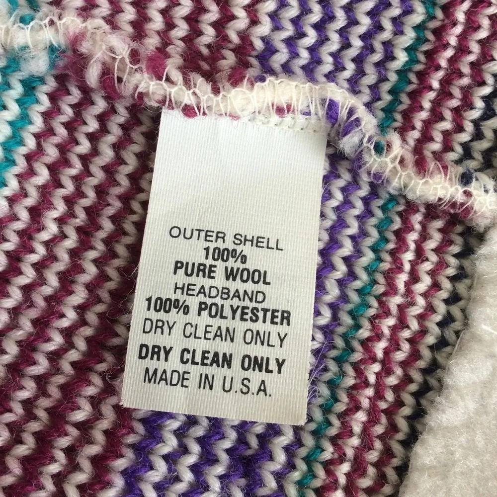 Vintage Smiley 100% Wool Pompom Ski Hat OS Ski Hiking Trail Activewear